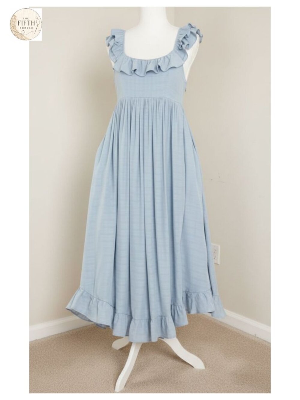 Womens Sleeveless Square Neck Midi Dress Tie Back Boho Summer